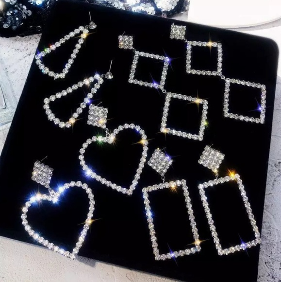 Crystal Heart Statement Earrings - Picture 6 of 6